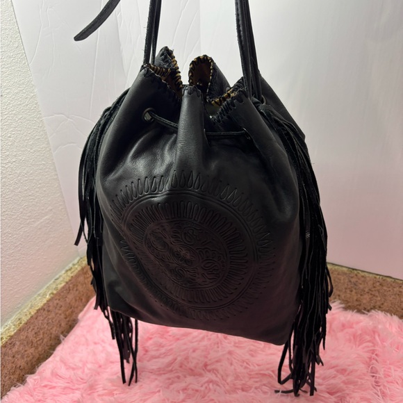 Black Fringe Leather Bag - Picture 1 of 14